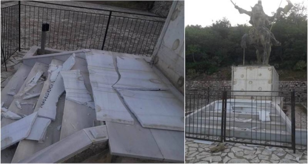Βανδάλισαν το μνημείο του Θεόδωρου Κολοκοτρώνη στο Ραμοβούνι Οιχαλίας