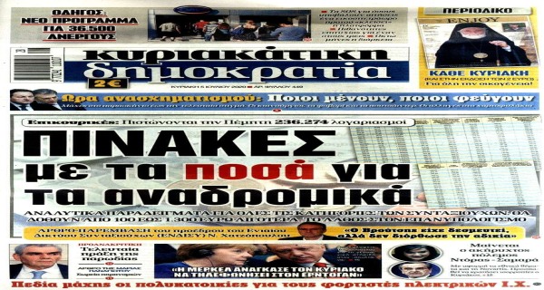 Τα κυριακάτικα (5/7) πρωτοσέλιδα