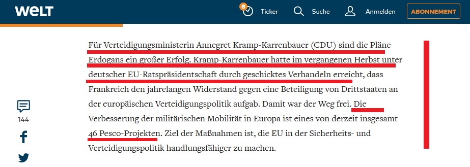 Η Άγκυρα υπέβαλε αίτημα συμμετοχής σε ευρωπαϊκό πρόγραμμα της PESCO. «Μεγάλη επιτυχία» δηλώνει η γερμανίδα υπ. Άμυνας 6 germanida ypam toyrkia pesco