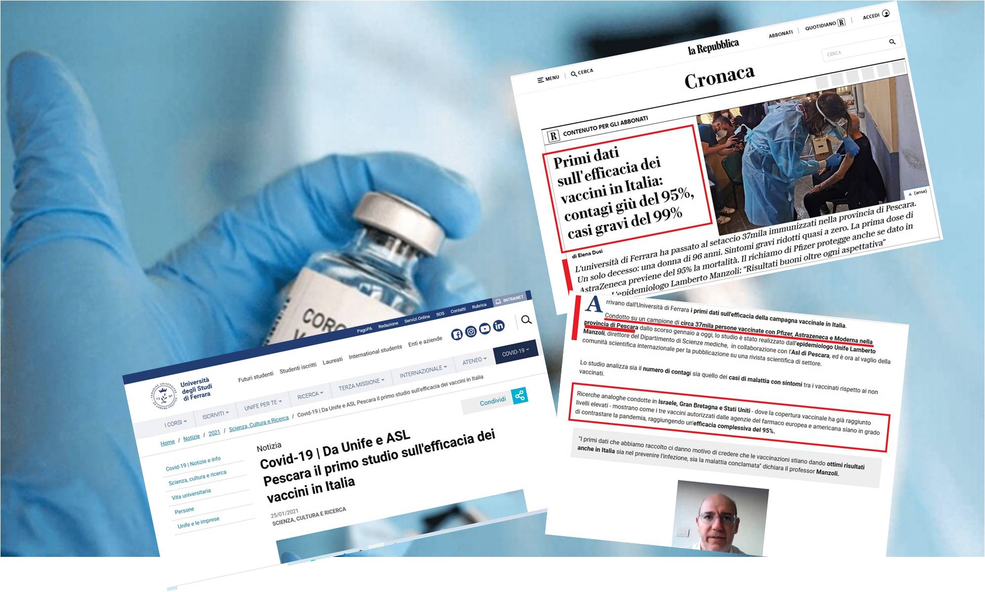 La Repubblica: Πρώτα στοιχεία για την αποτελεσματικότητα εμβολίων στην Ιταλία: Μείωση των λοιμώξεων κατά 95%, σοβαρές περιπτώσεις κατά 99%