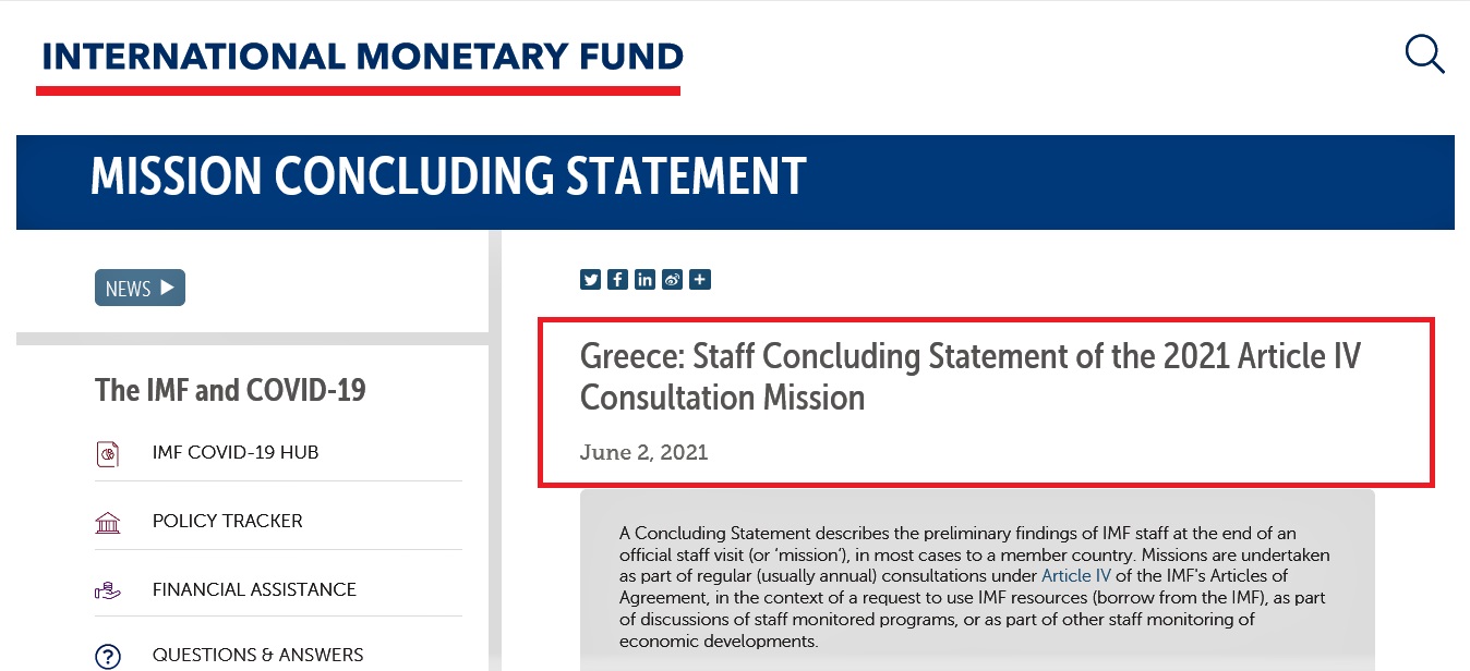 Greece Staff Concluding Statement of the 2021 Article IV Consultation Mission1
