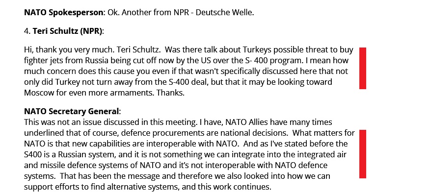 Νεα στήριξη Στόλτενμπεργκ στην Τουρκία: Οι S400 δεν είναι διαλειτουργικοί με τα συστήματα του ΝΑΤΟ 6 ΓΓΝΑΤΟ