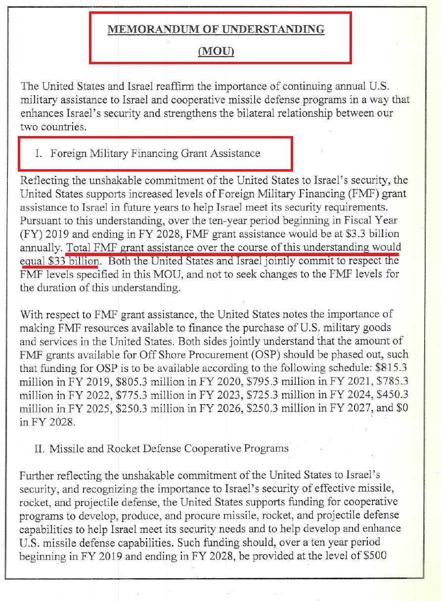 Ποιος και γιατί δεν αξιοποιεί το FMF (Foreign Military Financing) με ΗΠΑ στο πλαίσιο των γεωστρατηγικών εξελίξεων σε Αν. Μεσόγειο 16 MOU ISRAEL USA
