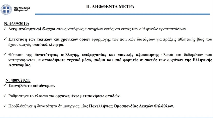 Οπαδική βια: Προσωρινή αναστολή λειτουργίας όλων των συνδέσμων έως 31 Ιουλίου 19 A248B36D B80E 442D AA1F 29C497181880