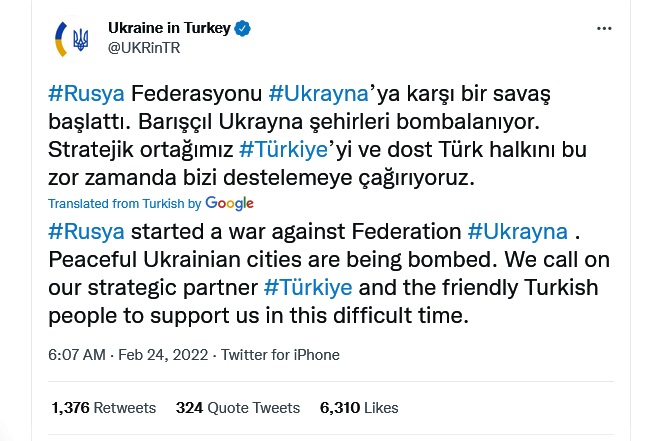 Screenshot 2022 02 24 at 08 51 22 Ukraine in Turkey on Twitter