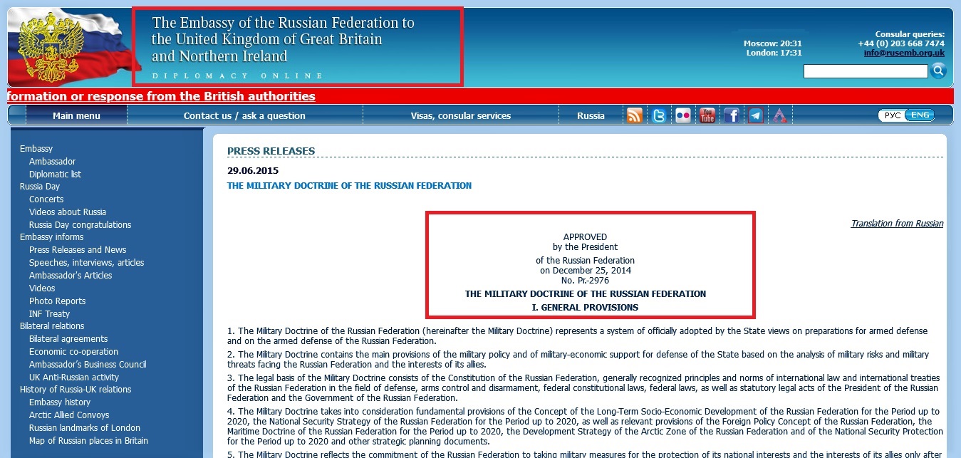 THE MILITARY DOCTRINE OF THE RUSSIAN FEDERATION