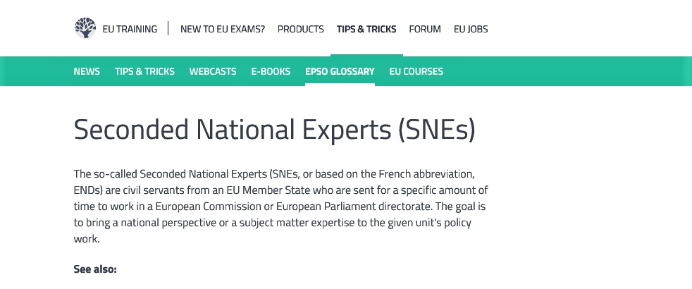 Seconded National Experts SNEs