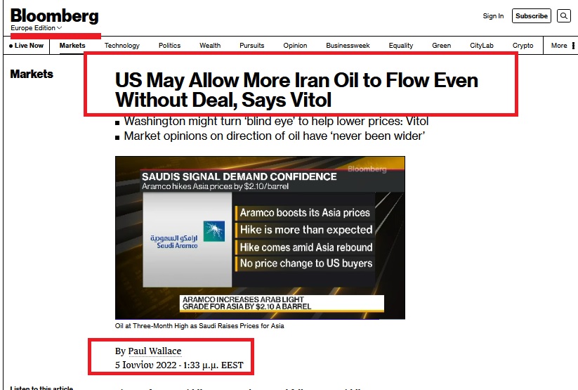 bloomberg US Iran oil