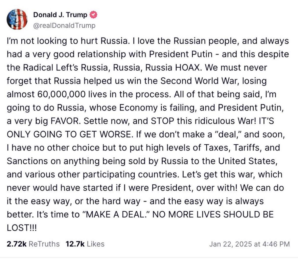 Παρέμβαση Τραμπ: Καλεί τον Πρόεδρο Πούτιν να τερματίσει τον πόλεμο με την Ουκρανία 6 IMG 2421