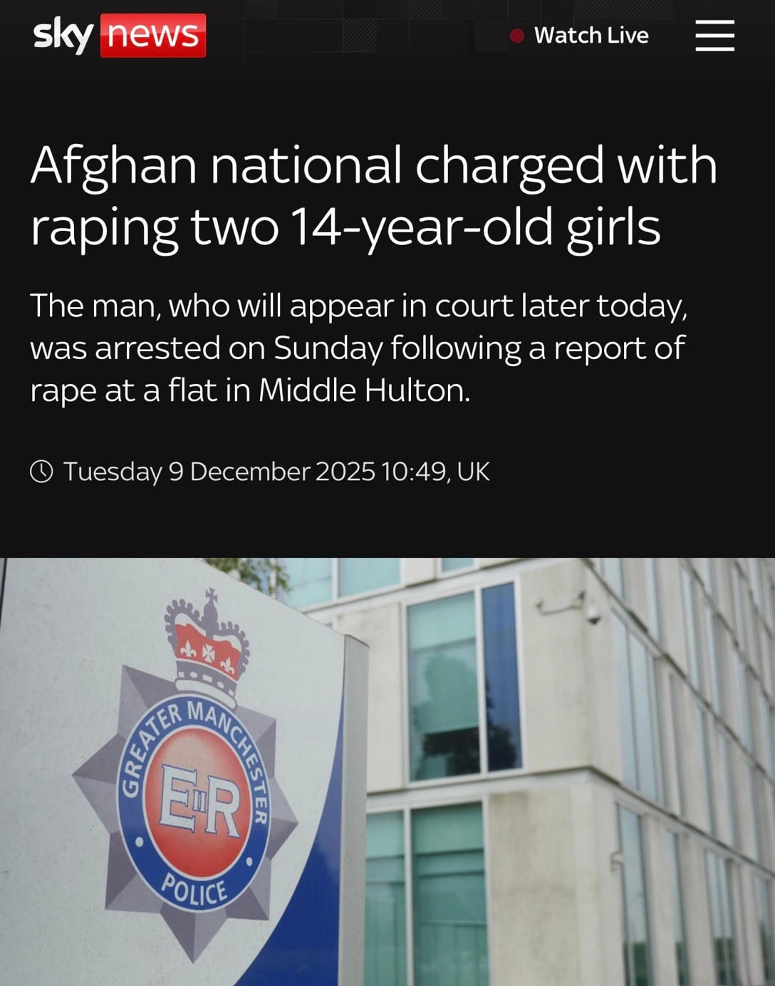 Αφγανός κατηγορήθηκε για τον βιασμό δύο 14χρονων κοριτσιών σε διαμέρισμα στο Μπόλτον, σύμφωνα με ανακοίνωση της αστυνομίας του Μάντσεστερ 6 IMG 9975