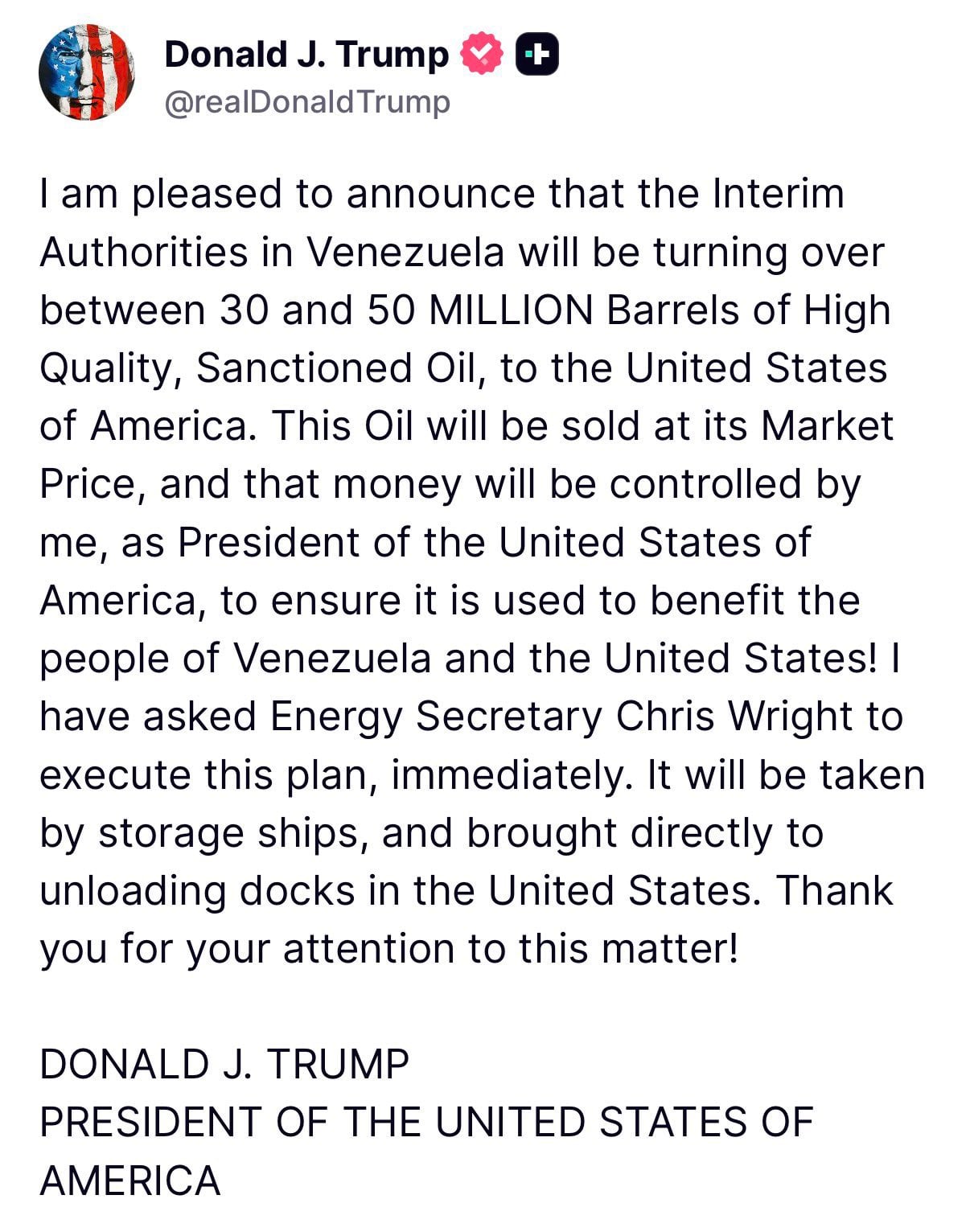 Ντόναλντ Τραμπ: Οι Προσωρινές Αρχές στη Βενεζουέλα θα παραδώσουν στις ΗΠΑ από 30 εως 50 εκατομμύρια βαρέλια υψηλής ποιότητας 6 IMG 1343