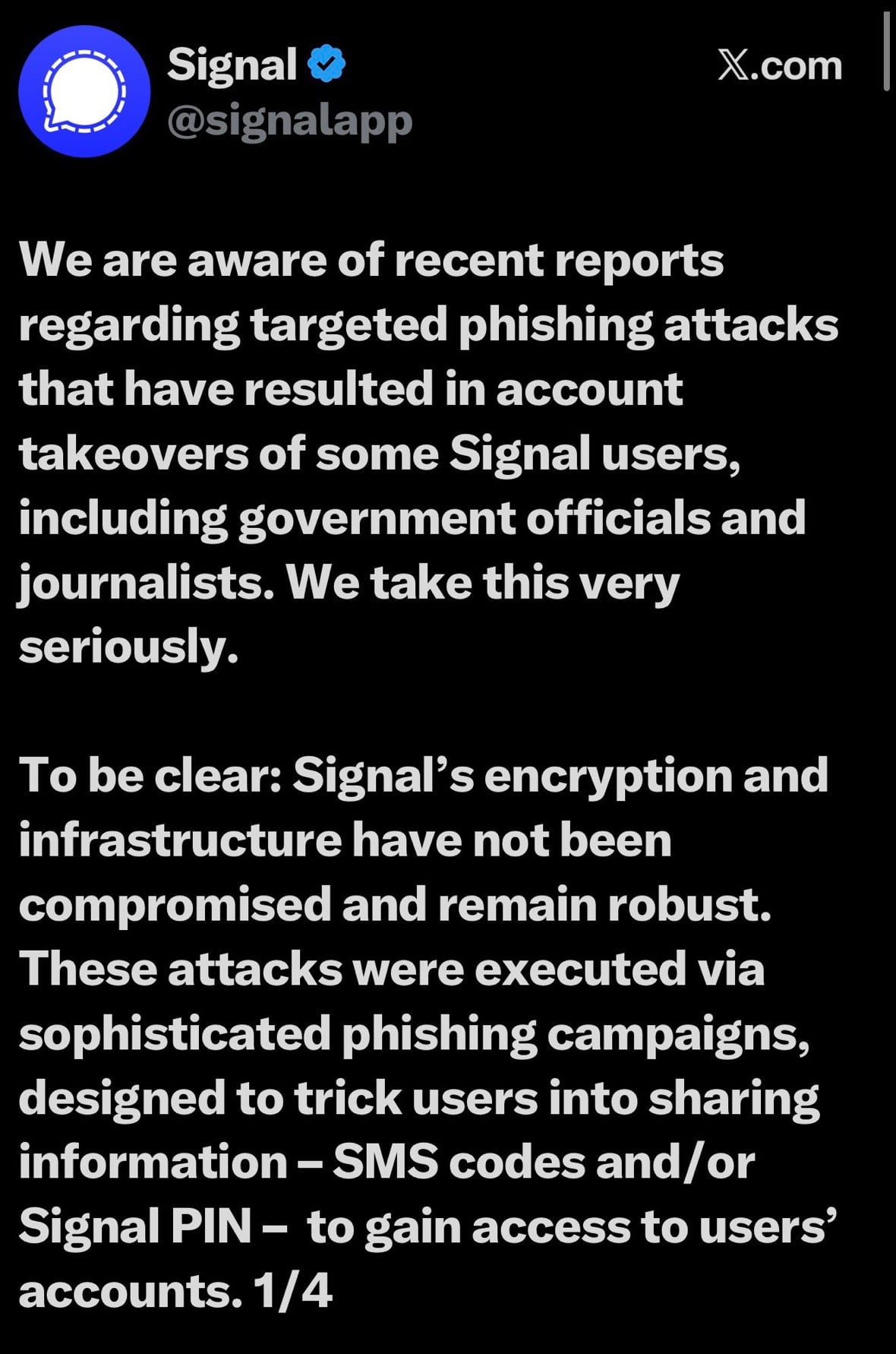 Μάλλον κάποιους κυβερνητικούς που χρησιμοποιούν Signal, θα τους έχει λούσει  κρύος ιδρώτας…