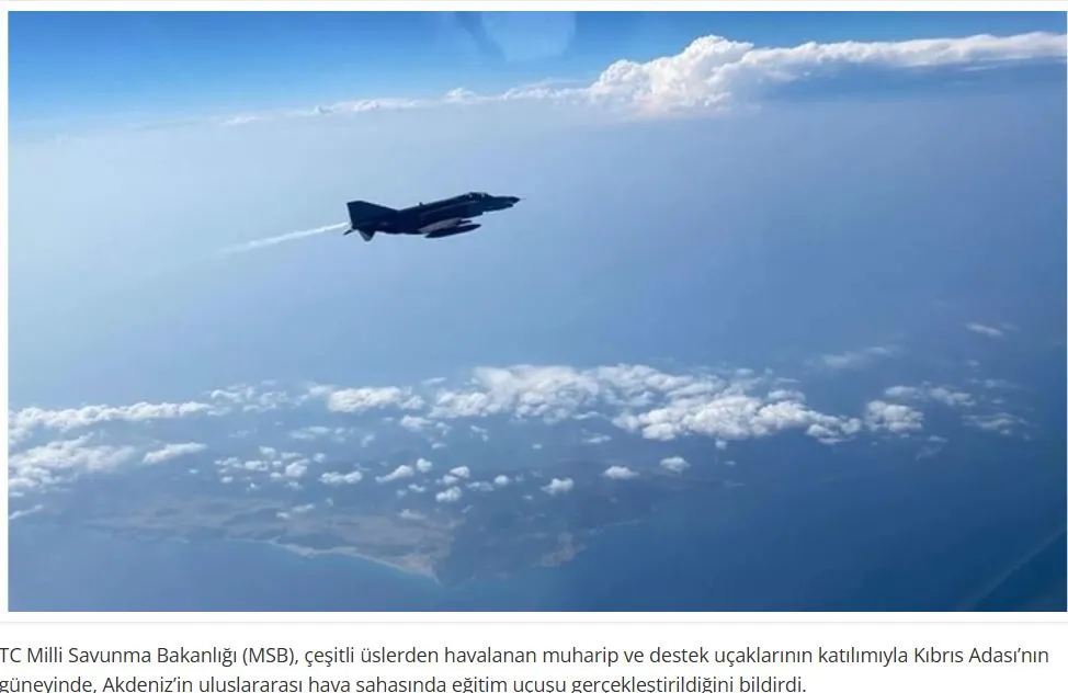 Η τουρκική Πολεμική Αεροπορία πραγματοποίησε άσκηση νότια της Κύπρου