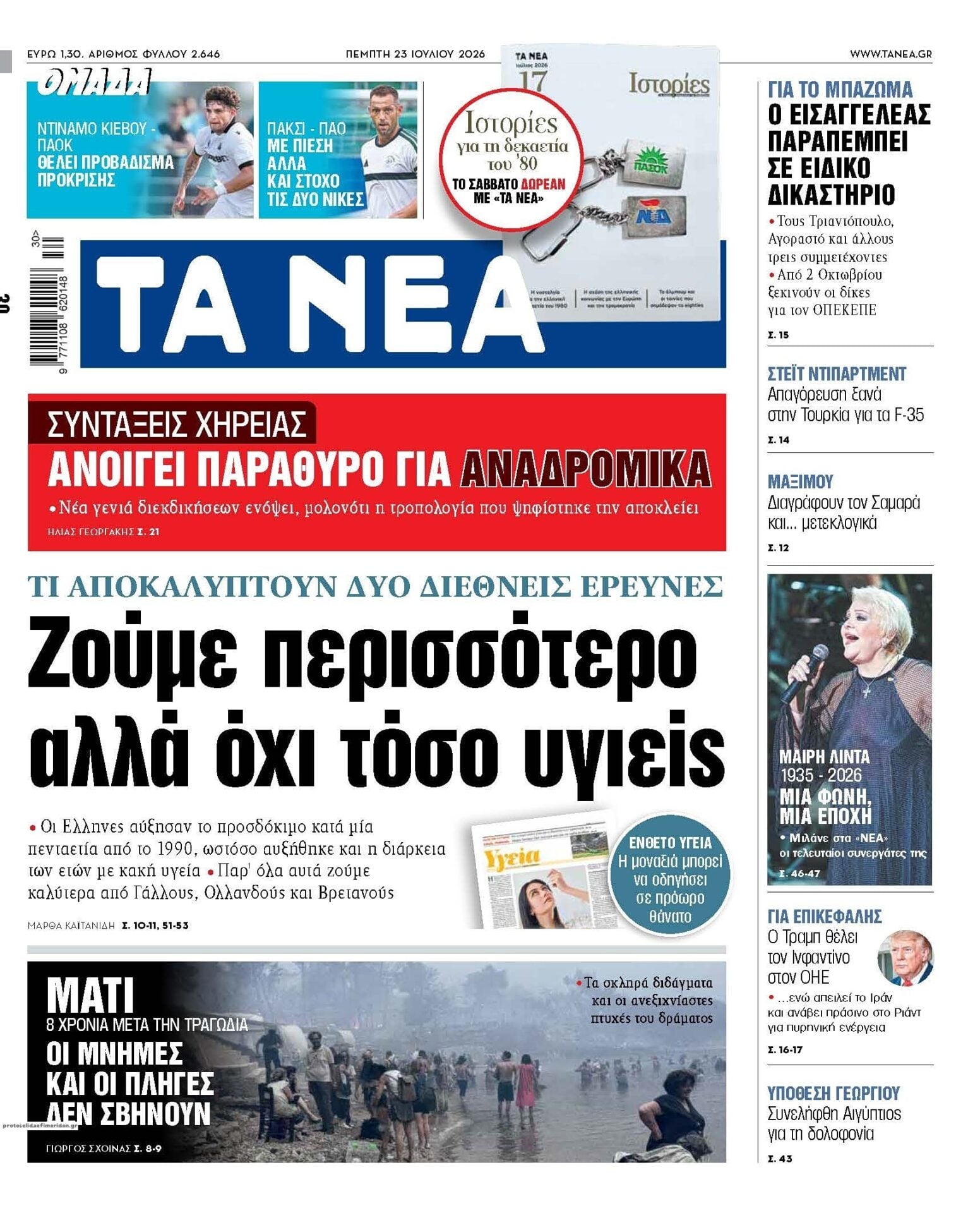 Τα πρωτοσέλιδα των εφημερίδων σήμερα Πεμπτη