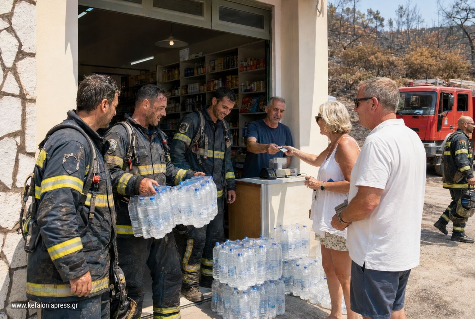 Κεφαλονιά: Άγγλοι τουρίστες πλήρωσαν τα νερά των πυροσβεστών Άφαντο το κράτος