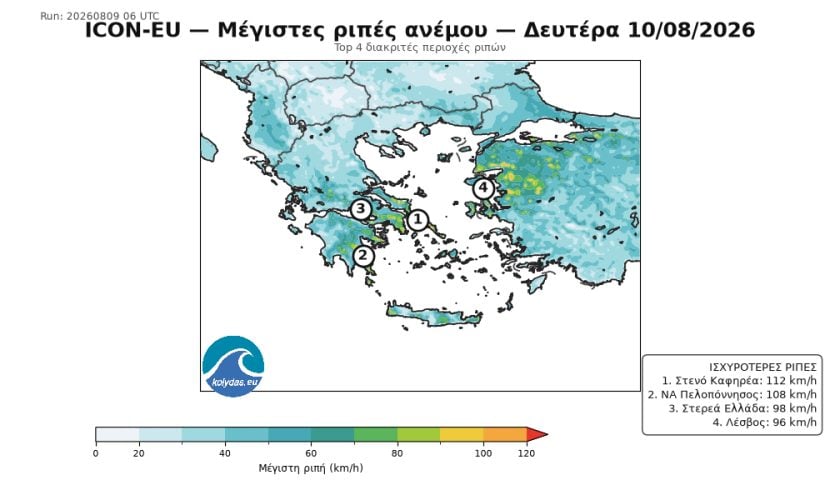 Νέα εποχή στην πρόγνωση των ανέμων: Από τα 10ήμερα ensembles στις 4 ισχυρότερες ριπές της ημέρας