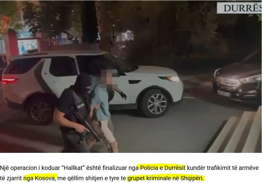 Δυρράχιο: Μεταφορά πυροβόλων όπλων από το Κόσοβο σε αλβανικές εγκληματικές ομάδες