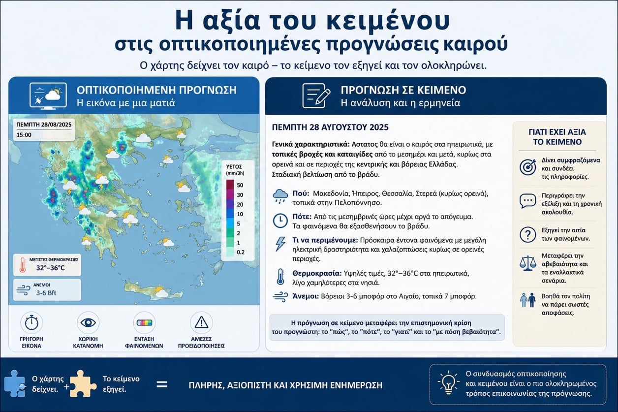 Θοδωρής Κολυδάς: Η αξία του κειμένου στις οπτικοποιημενες προγνώσεις καιρου