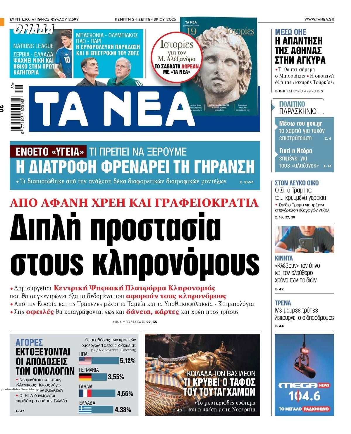 Τα πρωτοσέλιδα των εφημερίδων σήμερα Πεμπτη