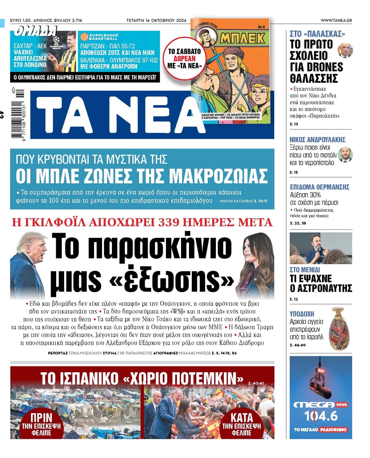 Τα πρωτοσέλιδα των εφημερίδων σήμερα Τετάρτη