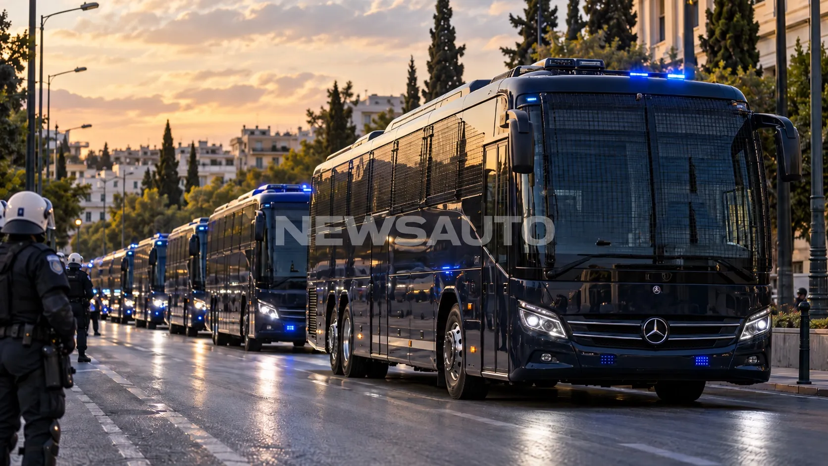 Προμήθεια 60 λεωφορείων Mercedes-Benz για τα ΜΑΤ που σύμφωνα με δημοσίευμα, κατασκευάζονται στην Τουρκία