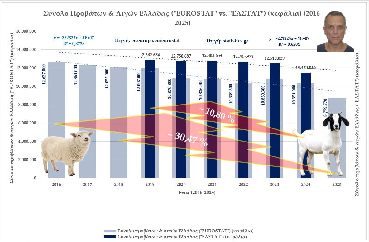 Ζωϊκό κεφάλαιο Ελλάδας: Τάσεις μείωσης σε βάθος 9(10)-τίας και σύγκριση των στοιχείων της “ΕΛΣΤΑΤ” (2019-2024) και της “Eurostat” 15 IMG 4193
